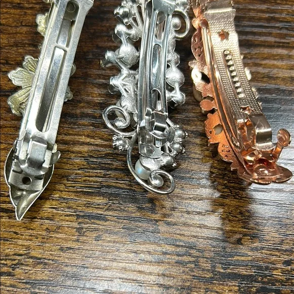 Set of 3 Vintage Y2K Elegant Barrette Hair Clips | Retro Glam Coquette Style - Picture 8 of 8